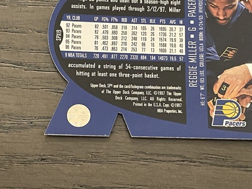 1997 SPX Reggie Miller #SPX19 Indiana Pacers - Picture 4 of 5