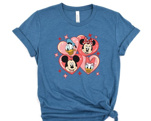 Mickey and Friends Heart Shirt Disney Valentine T-Shirt Valentines Day Gift - Picture 4 of 10