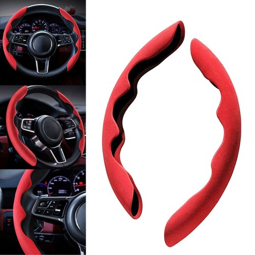 Red Car Parts Anti-Skid Plush Steering Wheel Cover For Auto Interior Accessories - Picture 2 of 12