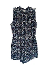 Forever 21 Womens Multicolor Ditzy Floral Print Button Up/Pleated Front Romper S