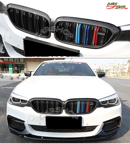 For BMW G30 G31 535i 2017-2022 Dual Slat Color Carbon Fiber Front Kidney Grille - Picture 2 of 6