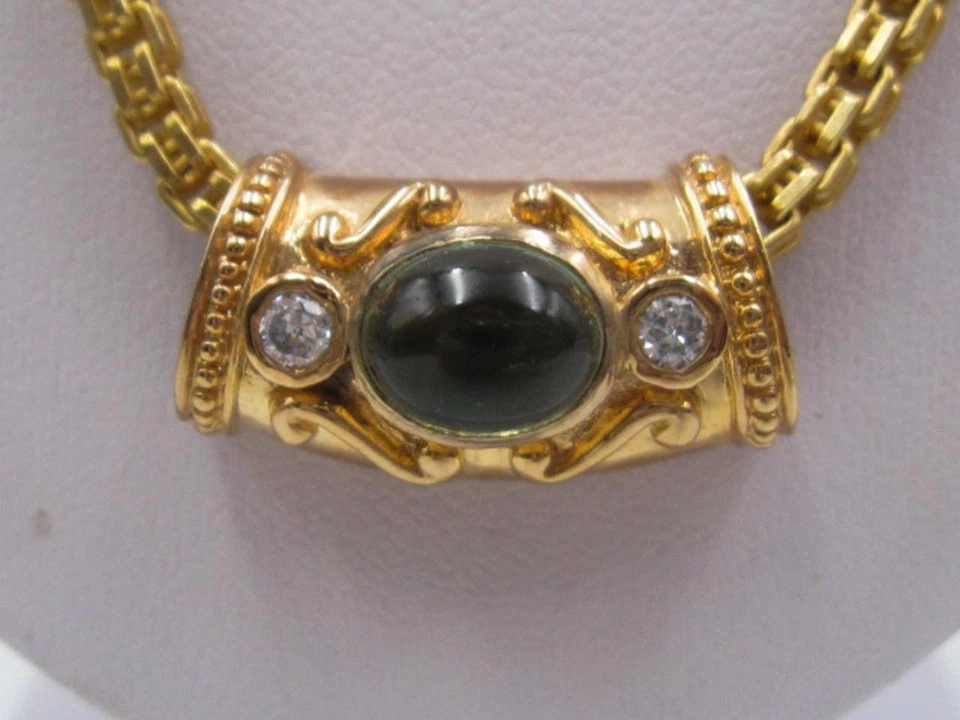 Collar y colgante deslizable italiano vintage de plata dorada con topacio azul y aguamarina Foto 2 de 4