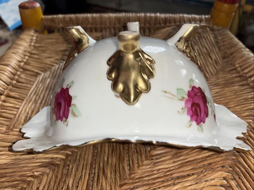 ¡EXQUISITO CUENCO DE PORCELANA NIPÓN PINTADO A MANO! ¡ROSAS Y PEONÍAS! ¡BORDE INUSUAL! - Imagen 8 de 12