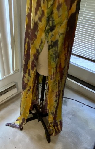 Kaftan Tie Dye Yellow Brown Men's Unisex New Silk Light Weight NEW Women - Picture 18 of 24