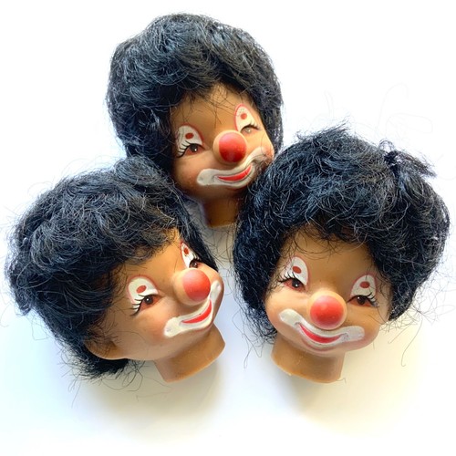 Lot Of 3 Unused Vintage 3" Clown Doll Head Lot Soft Rubber AA - Picture 9 of 11