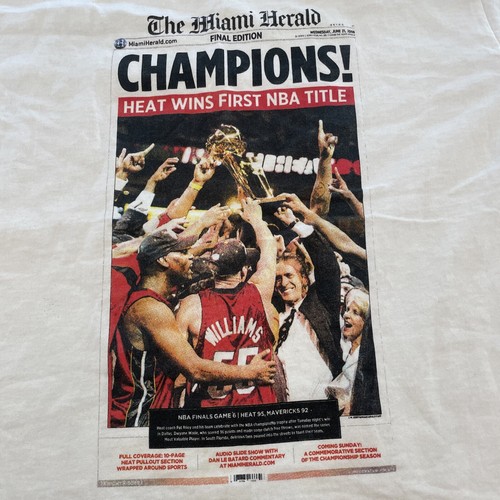 Vintage Miami Heat T-Shirt 2006 Champions Medium Miami Herald - Picture 3 of 9
