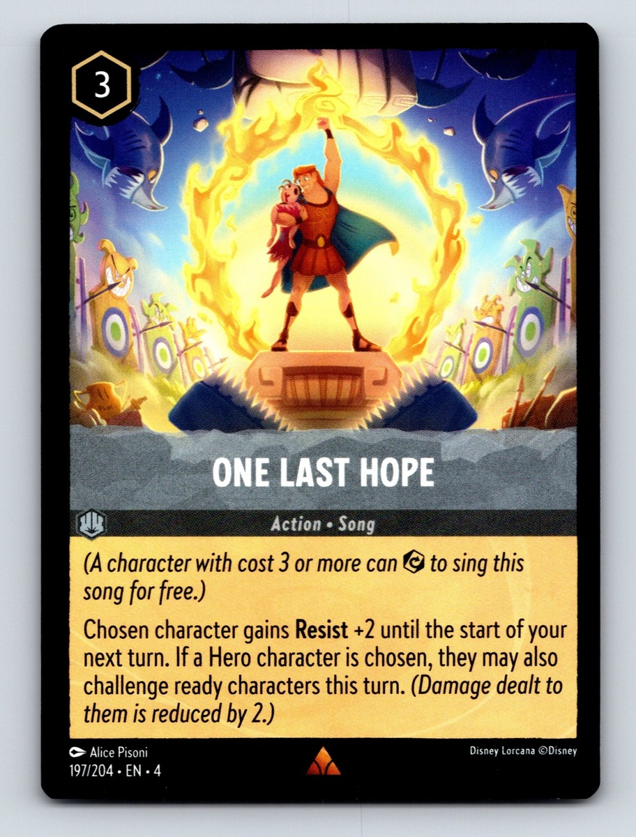 Rare Disney Lorcana Card One Last Hope Action Song 3 Cost