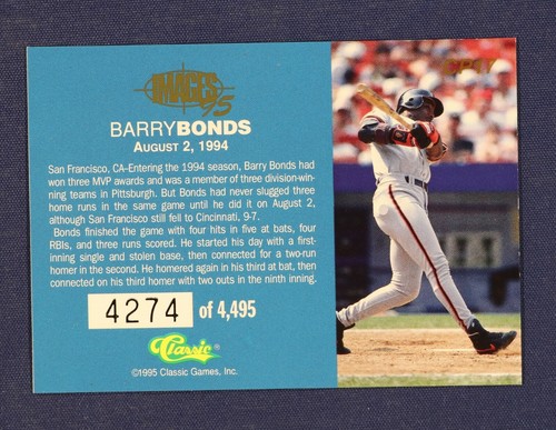 1995 Images Four Sport Classic Performance #CP17 Barry Bonds #d - Foto 2 di 2