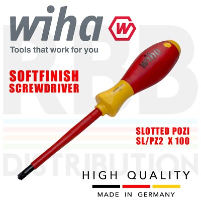 Wiha 30701 PlusMinus Screwdriver Pozidrive 1000v VDE SoftFinish Slotted PZ2