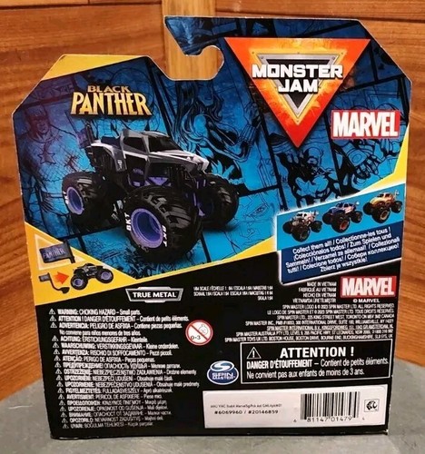 NUOVO 2024 MONSTER JAM MARVEL PANTHER NERO 1:64 MONSTER TRUCK DI SPINMASTER - Foto 9 di 9