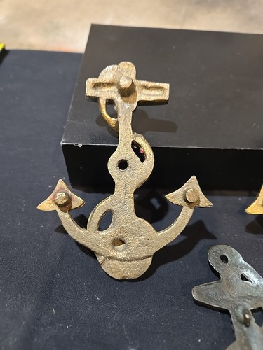 Set of 2 Vintage Nautical Anchor Wall Decor & Anchor Belt Buckle Brass - Picture 5 of 10