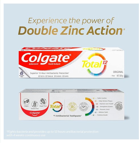 6 x Colgate Total Original 12 Antibacterial Toothpaste, 200g, Brand New - Picture 3 of 8