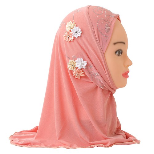 Muslim Kids Headscarf Turban Hat Handmade Flowers Girls Scarves Head Wraps Hijab - Picture 11 of 25