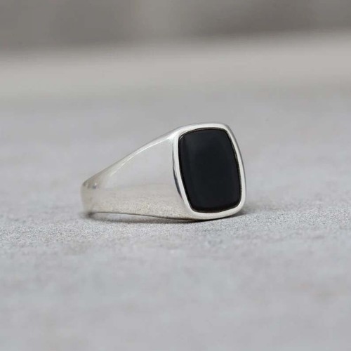 925 Sterling Silver Black Onyx Men Signet Ring Silver Design Perfect Anniversary - Picture 5 of 5