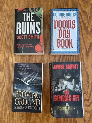 Mixed paperback 4 lot: Ruins Scott Smith, Genesis Key, Connie Willis, Knecht 