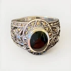 Vintage Sterling Silver Black Onyx Ring With Marcasite Stones Size 10 Art Deco