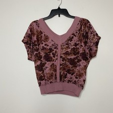 Anthropologie Pilcro Mauve V Neck Floral Sweatshirt Size XS Women s