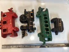 Vintage Cast Iron Train Set, Engine Coal Car, Trolley, Caboose, Steam Engine