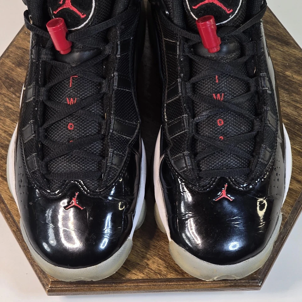 Air Jordan 6 Rings Shoes Mens Size 7 Youth 7Y Black Red Patent Bred 323419-064 - Image 3 of 4