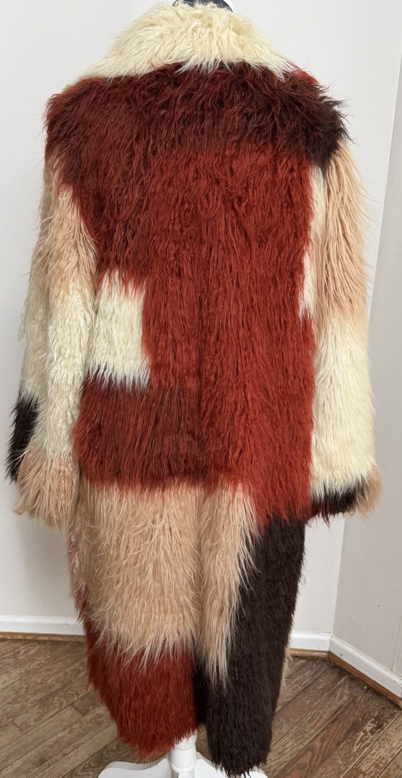 Patchwork Color Block Multicolor Mongolian Faux F… - image 9