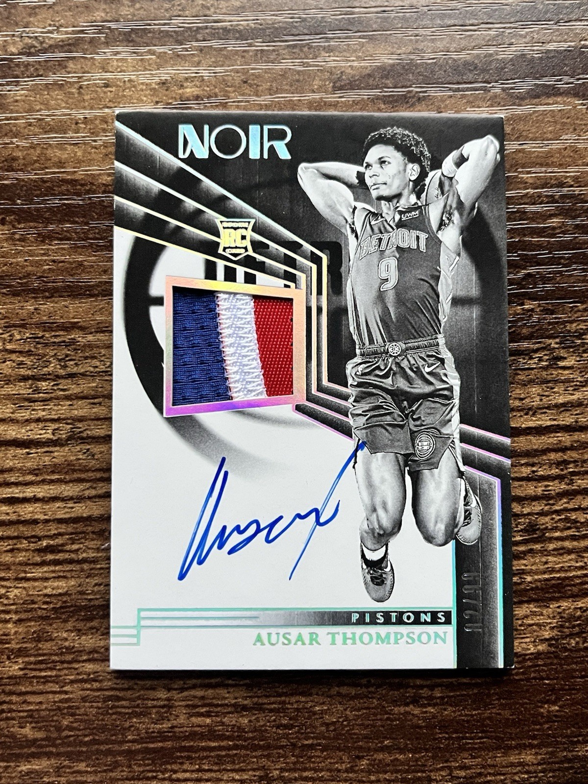 AUSAR THOMPSON 2023-24 NOIR ROOKIE PATCH AUTO /99 #312 PISTONS
