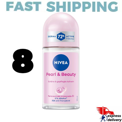 8X NIVEA Women Antiperspirant Pearl & Beauty Roll-On 50ml 72 H