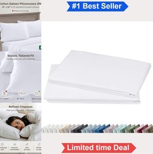 Set of 2 600 Thread Count 100 Cotton Standard Queen Pillow Cases White