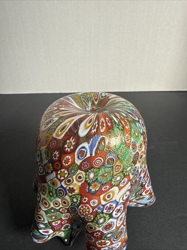 Murano Glass Millefiori Fazzoletto Handkerchief Bowl Hand Carved Stand - Picture 10 of 13