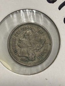 1867 US 3C Three Cent Nickel Coin KM#94 Business Strike Philadelphia Mint