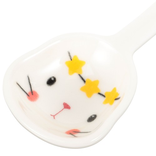 Cucchiaio modello coniglio cucchiaio porridge portatile dipinto a mano zuppa cucchiaio cibo - Foto 5 di 12