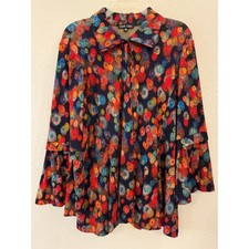 Boho Chic Blazer Size L Navy Multi-color