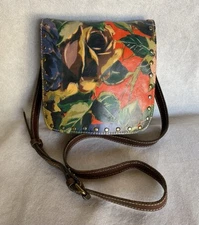 PATRICIA NASH Granada Floral Leather Studded Flap Crossbody Bag Purse