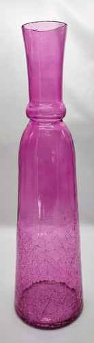 16 Zoll große Magenta Blenko-Stil Crackled Glas Vase - Bild 2 von 8