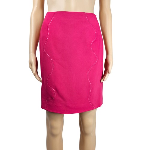 Vintage Moschino Couture Womens Hot Pink 90s Skirt Suit Size UK 8 IT 40 US 6 - Picture 8 of 16