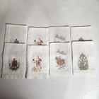 Pottery Barn NOSTALGIC SANTA Christmas Winter Forest Napkins Set of 8