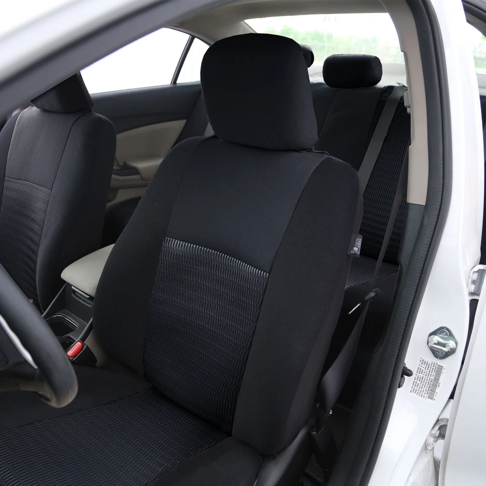 Juego completo de fundas de asiento de coche para alfombrillas de coche 5 reposacabezas negras Foto 2 de 4