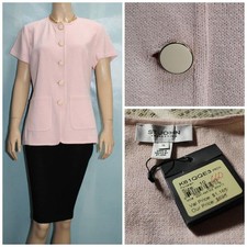 NWT New St. John Collection Pink Jacket L 10 12 Suit Blazer Pockets Short Sleeve
