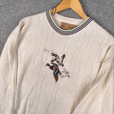 Vintage Shenandoah Sweater Mens XL White Knit Fisherman Pullover Made In USA