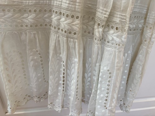 1900s Edwardian Victorian XS Cotton Eyelet Lace Summer Lawn Dress Antique White - Picture 8 of 11
