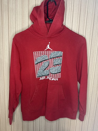 Felpa con cappuccio ragazzo Air Jordan taglia large rossa grigia Michael Jordan pull over - Foto 1 di 4