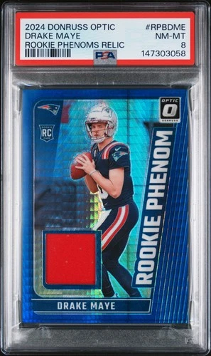 2024 PANINI DONRUSS OPTIC ROOKIE PHENOMS RELICS #RPBDME DRAKE MAYE RC PSA 8
