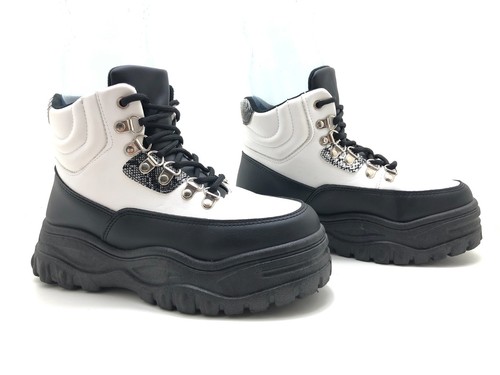 Damen Stiefel Gr. 39 Stiefeletten Schnürboots Halbstiefel Plateauschuhe Schwarz - Picture 2 of 4