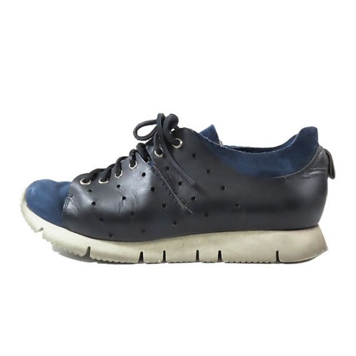 Buttero Suede Leather Low Cut Sneakers Shoes Black Blue 42 Men'S