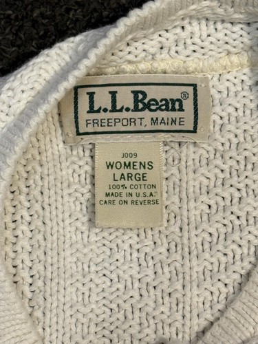 L.L. Bean Sweater Womens Large Button Front Cable Knit Classic Made in USA - Picture 4 of 5