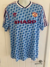 retro manchester united blue  shirt xxl fits xl no.7