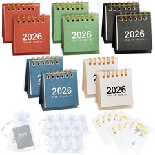2026 Mini Desk Calendar Set with 10 Calendars, Gift Bags Cards, Small Deskto...