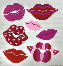Vintage Sandylion Sticker Sheet Module Lips Kiss Mouths.