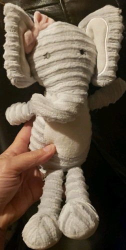 CHICKPEA Gray Pink ELEPHANT Plush Stuffed Animal Lovey Ribbed Sensory 10.5 Inch - Picture 1 of 3
