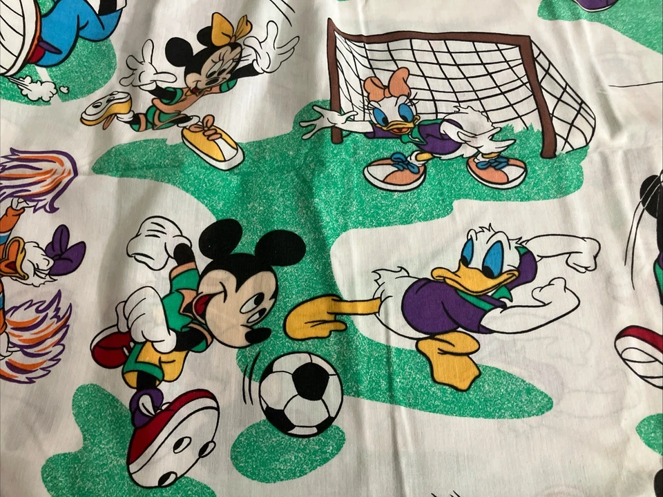 Sábana plana deportiva Mickey Mouse & Friends tamaño doble vintage del Pacífico hecha en EE. UU. Foto 3 de 4