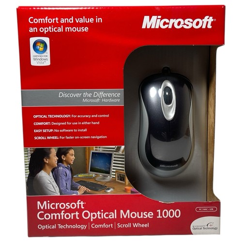 Microsoft Comfort Mouse 1000 Wired USB Model #1068 Black New - Picture 1 of 10